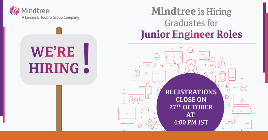 Rsikarenk's tweet photo. A brilliant place for brilliant minds !
Mindtree is #hiring for Junior Engineer roles for our Cloud &amp; Infra BU. Eligibility Criteria: 2020/2021 graduates from Engineering streams in CS/IT/Circuital Branches only. 
More details here : https://t.co/4w18jcGr6c https://t.co/ONKaV6k2Ua