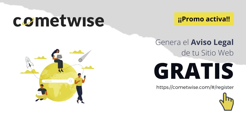 cometwise_esp's tweet image. ‼️Queremos celebrar contigo el lanzamiento de @cometwise_esp‼️ 

Regístrate ahora y obtén ‼️GRATIS‼️ el #avisolegal para tu🖥️#sitioweb🛒#tiendaonline #ecommerce 

👉cometwise.com/#/register