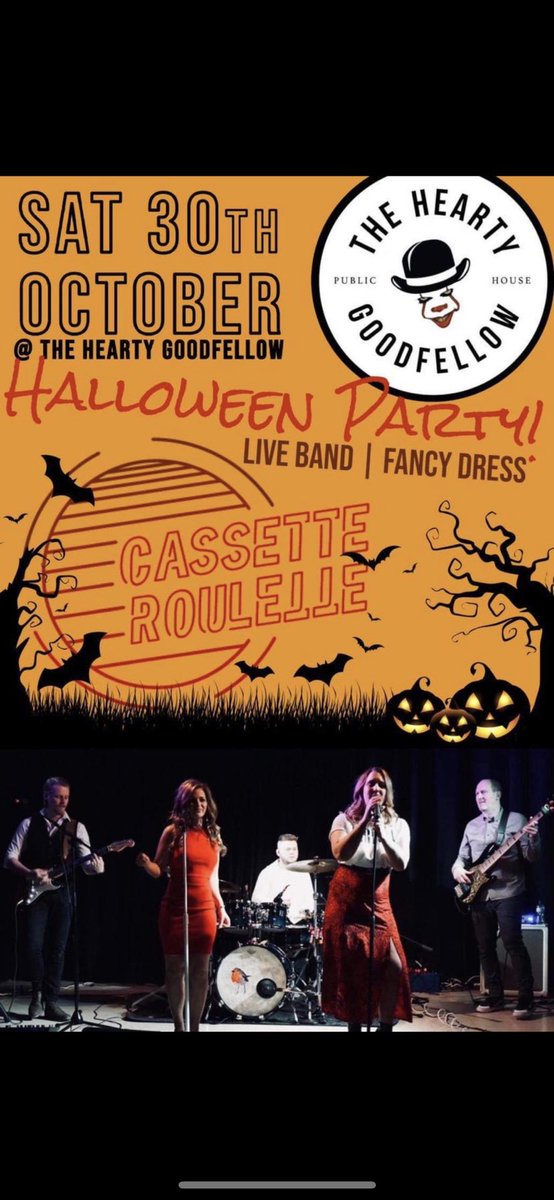 HeartyFellow's tweet image. Come and party with us this Saturday in your best fancy dress, for our Halloween party with a live band!! 🎃👻