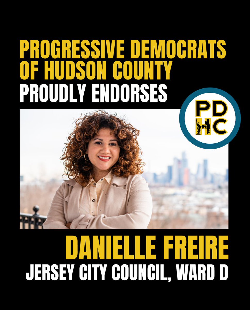 PDofHudsonCo's tweet photo. 🚨ENDORSEMENT ALERT🚨 We are pleased to officially endorse @ddaniellefreire for Jersey City Council, Ward-D. Danielle is fighting for affordable homes and safer streets #PDofHC #ProgressivePolitics #JerseyCity https://t.co/z74El7HSux