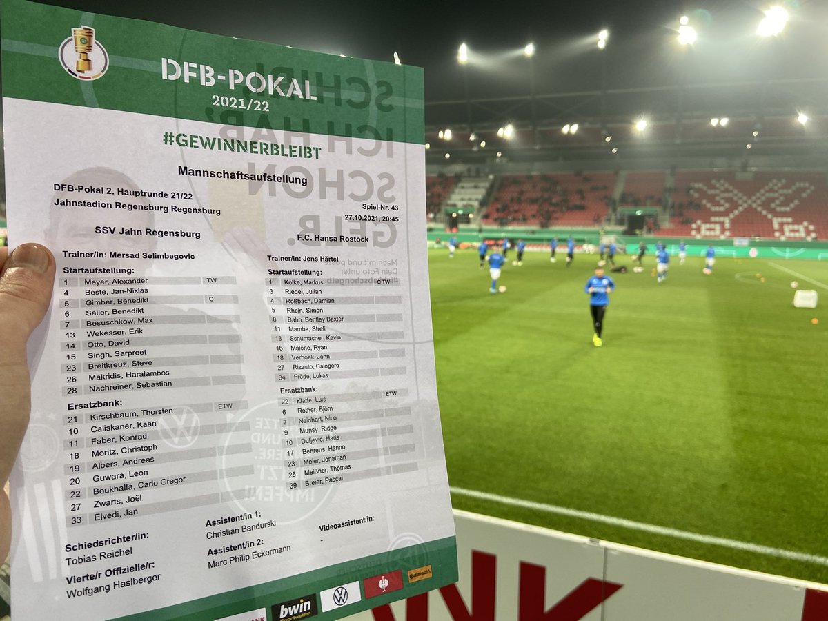 1️⃣1️⃣ Die heutigen Aufstellungen! 💪🏻🔵⚪️❤️ #hansa #dfbpokal #SSVFCH