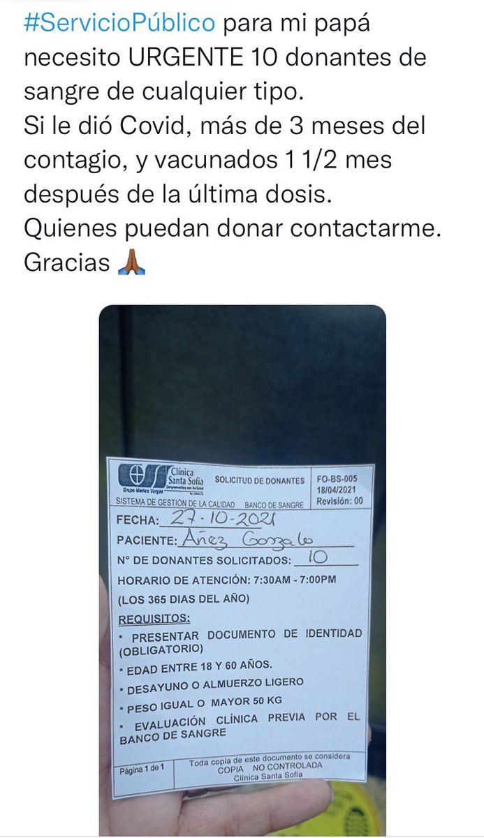 alepuigbo's tweet photo. Ayuda para el papá de @MamaLisVzla y @MuniraMunoz 🙏🙏 vamos todos a a difundir y quien pueda colaborar por favor contactarlas…🤗 gracias por el apoyo https://t.co/Z0SBHtqBt3