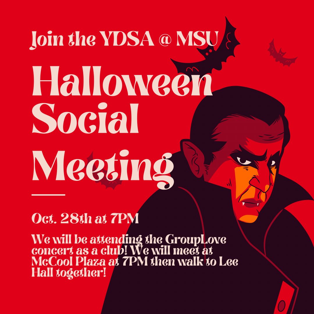 BLU_MSU's tweet photo. In lieu of our regular social meeting, will be attending the GroupLove concert! If you need some friends to go with join us at McCool Plaza at 7PM on Thursday! Masks are required since the concert had to be moved inside for weather concerns. 

See you there! https://t.co/2g1YO67avJ
