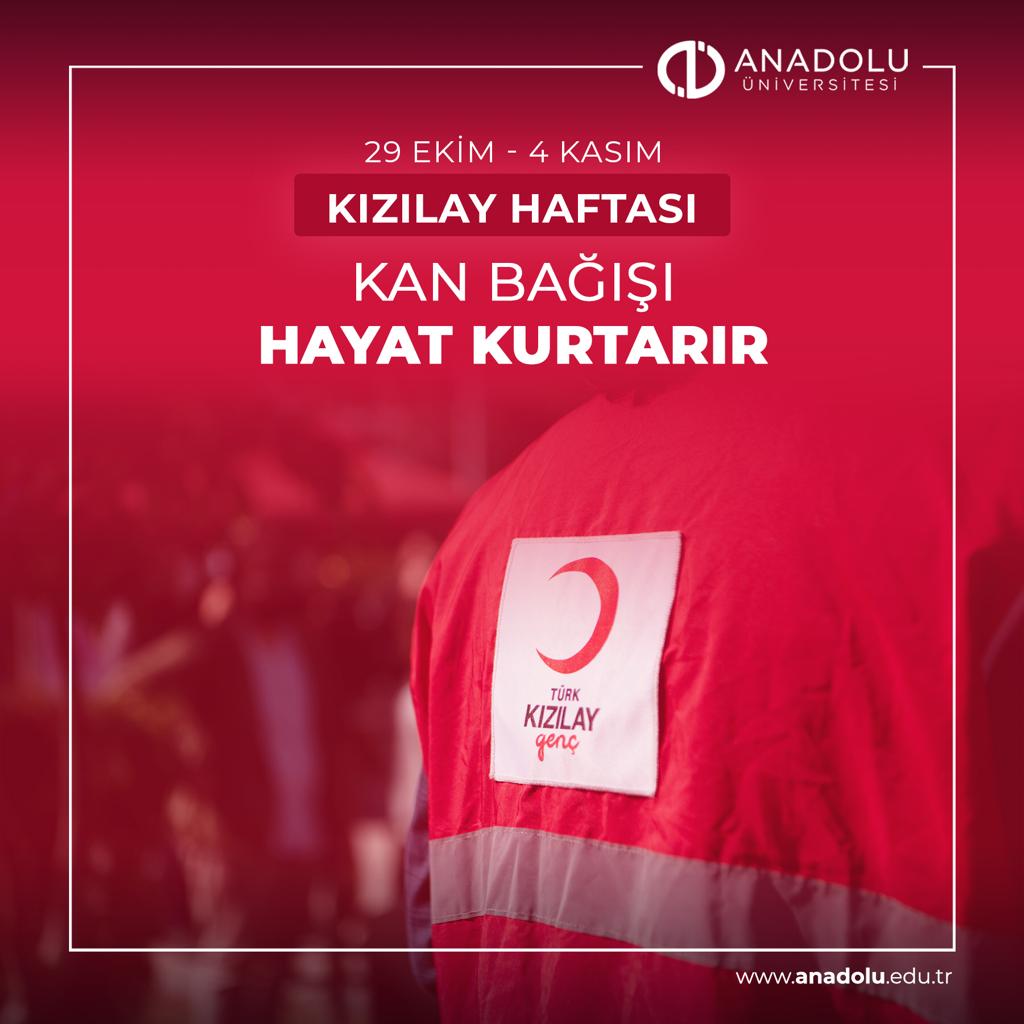 Kan bağışı hayat kurtarır.
Kızılay Haftası
#AnadoluÜniversitesi #KızılayHaftası #Kızılay