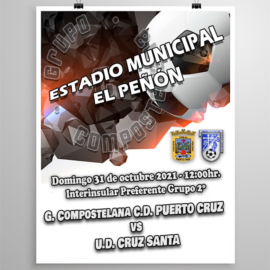 cdpuertocruz's tweet photo. El próximo domingo 31 de octubre a las 12.00 horas te esperamos en el Peñón.
Cuarta jornada del grupo 2 de la Interinsular Preferente.
➡️ Grupo Compostelana CD Puerto Cruz - UD Cruz Santa.
#CDPuertoCruz #Fútbol #Preferente #VamosPuerto #ConEstaSeñalVencerás ⚽ 😍 https://t.co/HVjWSHyNqD