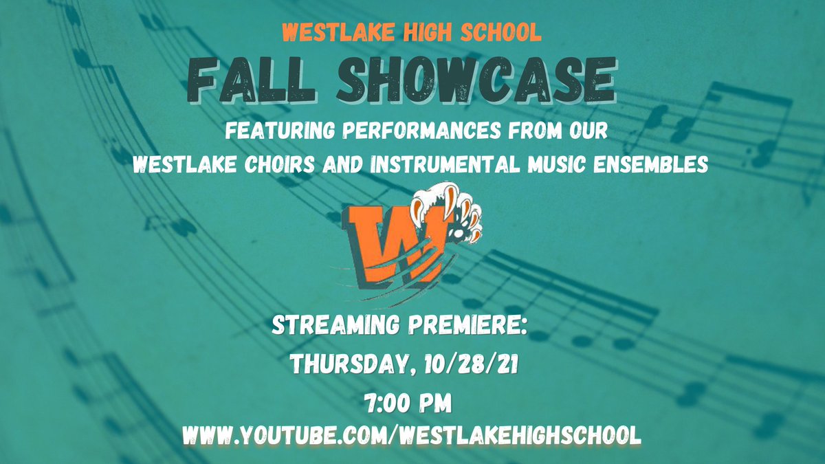 Tomorrow night is the first performance of the year from our Westlake music program!  Don't miss this amazing showcase of our vocal and instrumental music students. The YouTube stream premieres at 7:00.