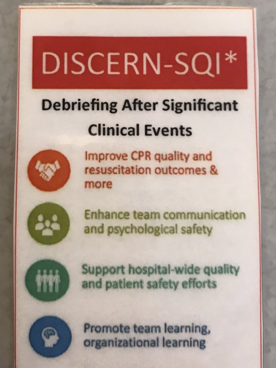 TCHQUEST's tweet image. Our first ever Clinical Event Debriefing Workshop - deep dive into using the #DISCERNTooL and creating #PsychologicalSafety in #debriefs. Using positive and negative triggers in patient events to keep learning and improving. 

And new badge cards!

@DrBramPedsER 
@RoyanneLichlit1