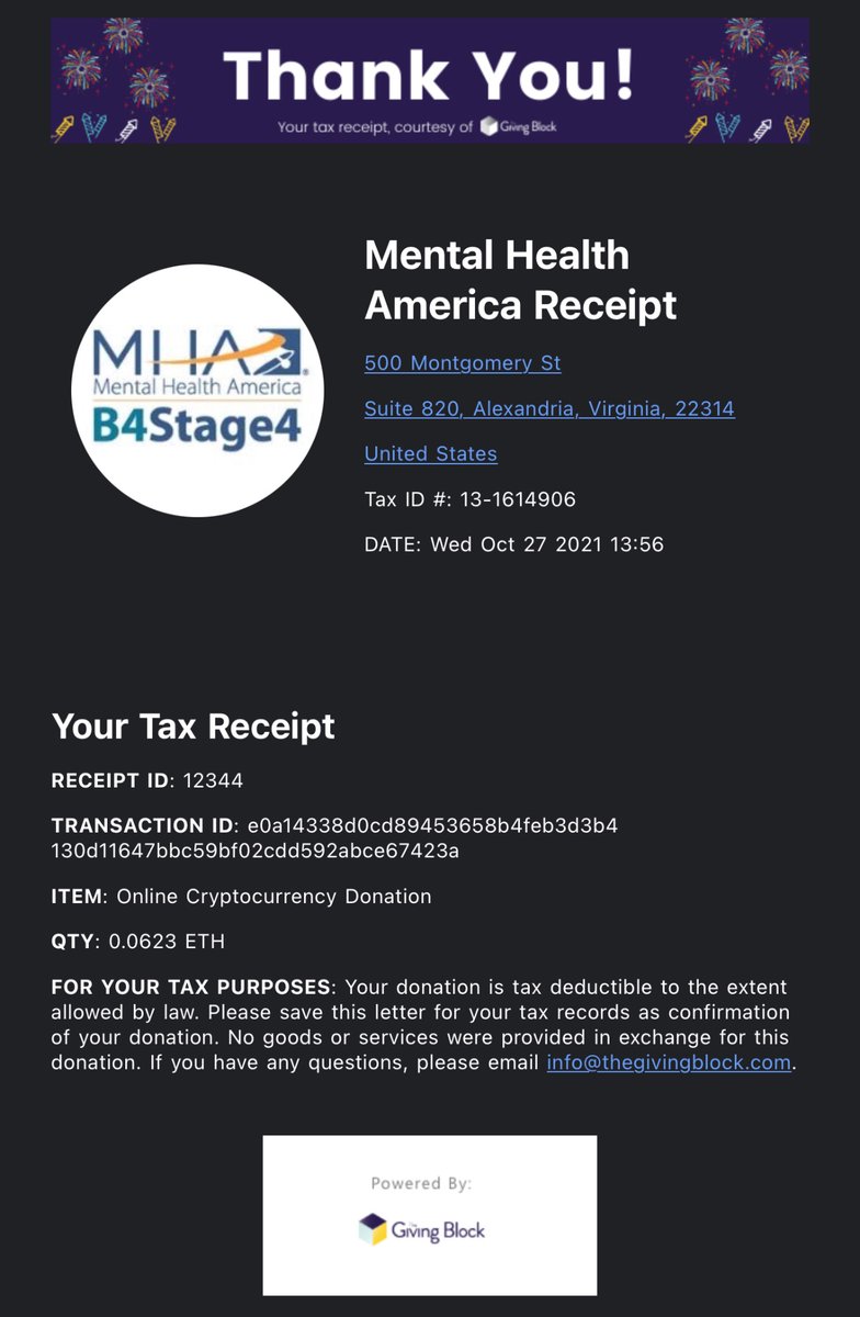BlazedCats's tweet photo. Another donation? Another donation. .06 ETH automatically donated to @MentalHealthAm! #BlazedChecks https://t.co/CaSiuPx5eH