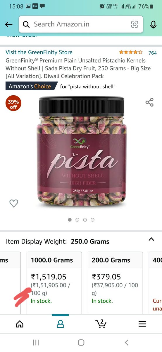 ValueIn16943441's tweet photo. World's costliest Pista is selling by Amazon in india https://t.co/dVboaquTZk