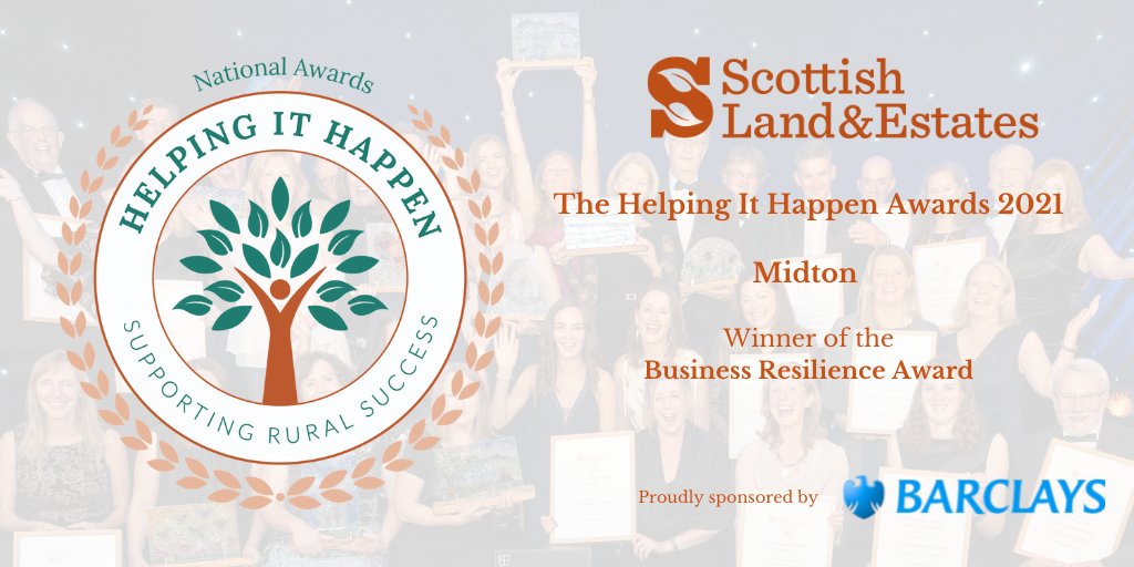 ScotLandEstates's tweet photo. The winner of the 2021 #HelpingItHappen Business Resilience Award, sponsored by @WeareGLM_ and @BarclaysScot is...

@midtonacrylics 

Congratulations! 👏 https://t.co/8i7ecQnNvt