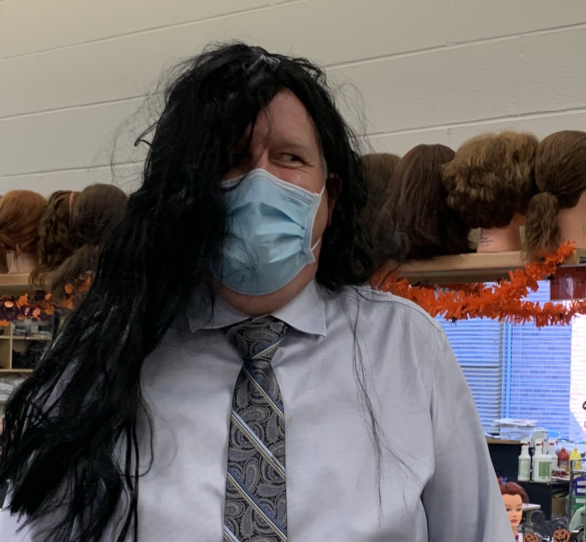 Practicing for Halloween <a href="/CollegeavenueSS/">College Avenue SS</a> with <a href="/sheilapowell18/">Sheila Powell</a> and the Hair and Aesthetics class!