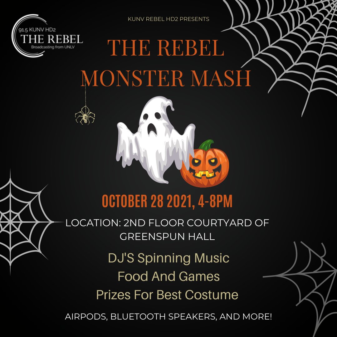 Hey Rebels! Don’t forget RebelHd2 is hosting a Halloween Party TOMORROW from 4pm-8pm. Come dressed in your best costume. Can’t wait to see you there!
-
#halloweenparty #halloweenparty2021 #halloweenpartyfun #halloweenpartyready #HalloweenPartyFood #UNLVHalloween #Halloween
