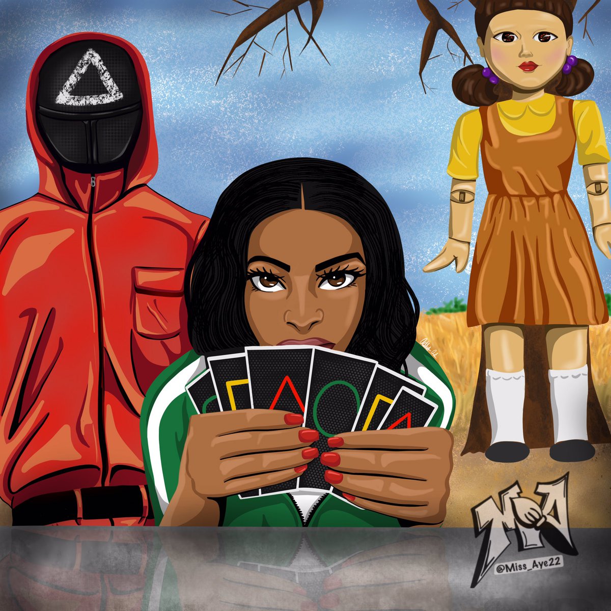 Miss_Aye22's tweet photo. Who Wanna Play? 🦑🃏 TAG Your Partner #SquidGame #Cards #Spades #Uno #GameNight #iArtByAsh https://t.co/5jzz8JTwvx