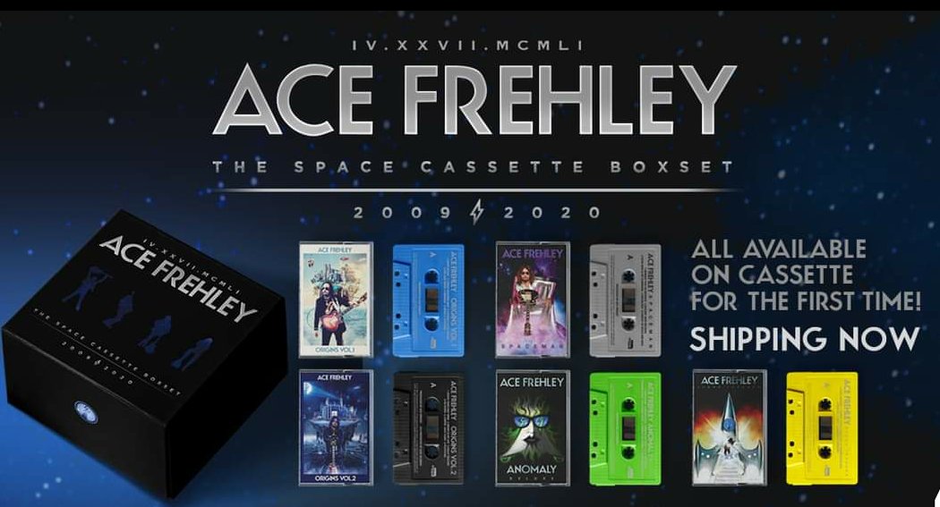 Announcing “The Space Cassette Box Set” featuring Ace's entire eOne catalog on cassette for the 1st time. Spanning 11 years, this set features colored cassettes + 4 guitar pics! Capped at 1000 sets, available exclusively from MNRK heavy SHIPPING NOW! bit.ly/SpaceCassetteB…