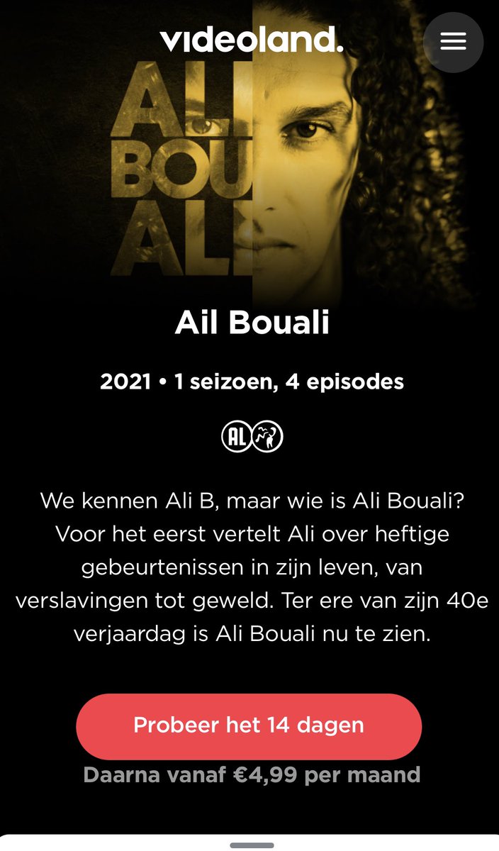 Dijk78's tweet photo. @Videoland ik kijk al een paar dagen naar jullie aankondiging van de docu van Ali. Ik neem aan dat jullie de titel verkeerd gespeld hebben? Of heet hij in het echt ‘Ail’? Dan heb je mij natuurlijk niet gehoord 😜 #alibouali https://t.co/5FHBRfEGYW