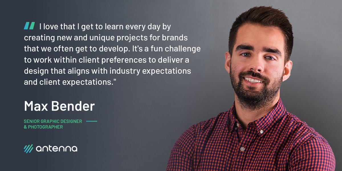 antenna_group's tweet photo. If you've ever admired Antenna's #branding and #contentmarketing work, chances are Max Bender was behind it. We asked him what aspects of his work stand out. His response (pictured). Antenna branding: https://t.co/OB7DXf6lfZ #AntennaVoices https://t.co/Idfh6qXUjr