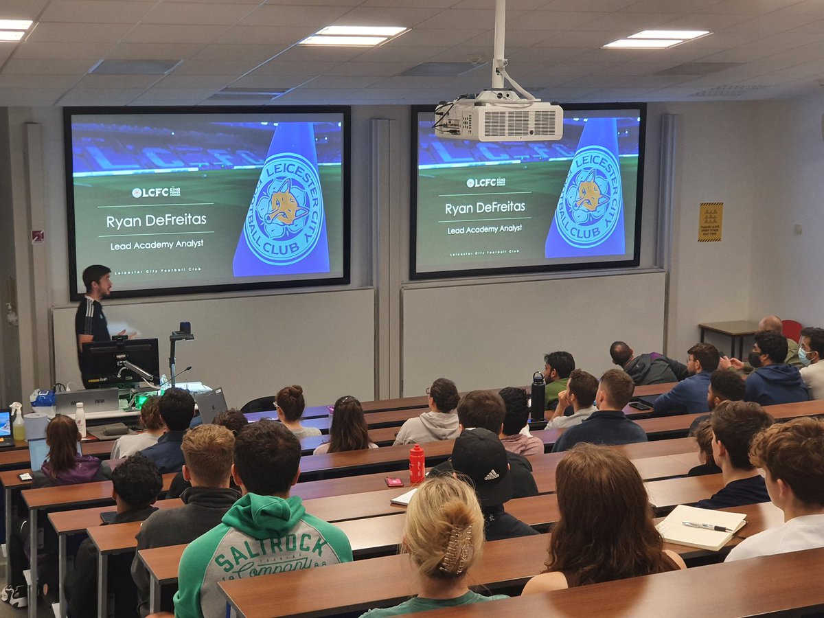 Privileged to have Ryan DeFreitas, Lead Academy Performance Analyst @LCFC present on his journey, his current work and tips for aspiring analysts! #LboroPA @ADButterworth @dbanalysis