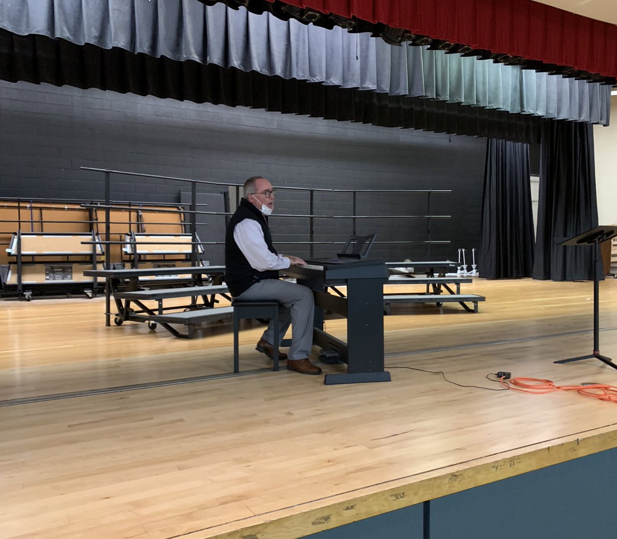 Today Superintendent Cracraft showing his skills to classes in the auditorium. Bravo and well done <a href="/cracraja/">James L. Cracraft</a>