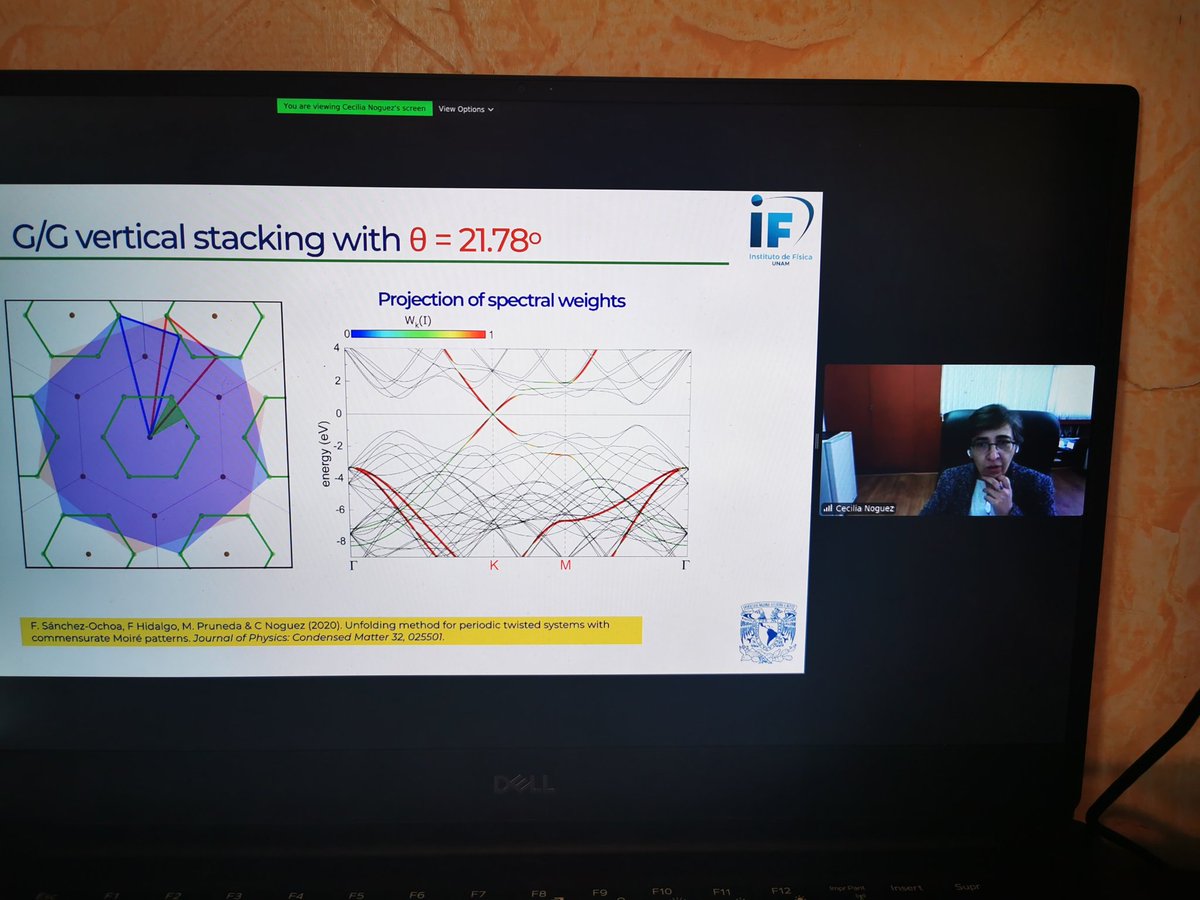 icstcf2020's tweet photo. Prof. @cecilianoguezg rom @IF_UNAM, second invited speaker in the last session this morning talking about #graphene layers and how the stack vertically https://t.co/h3dVXyVOkk