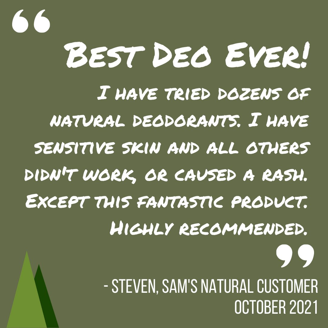 SamsNatural's tweet photo. Another great customer review for our natural deodorants, from someone who has tried many others. Thank you! 👍 https://t.co/Ug5jUFnfb4