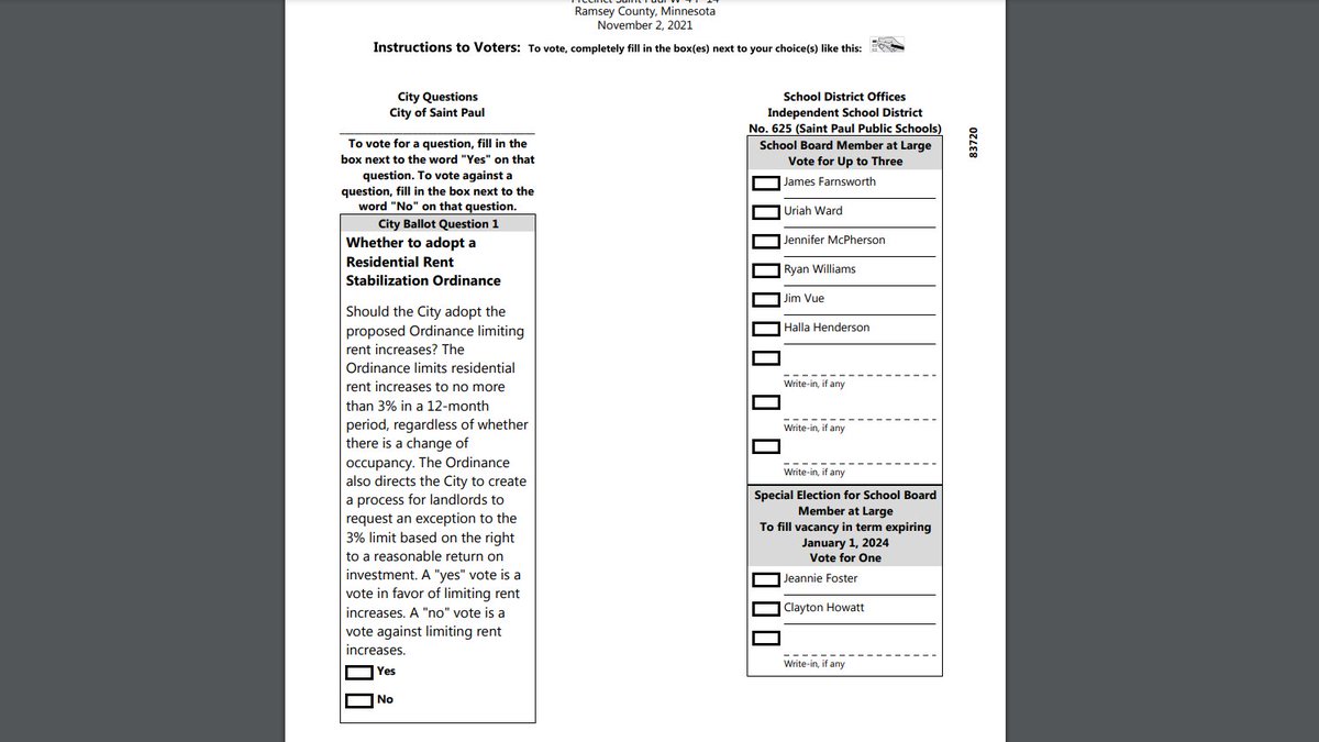 When you get into the voting booth, St. Paul, be sure to flip your ballot after you vote for mayor. The #rentcap question and school board races are no small potatoes. Here's the ballot language: