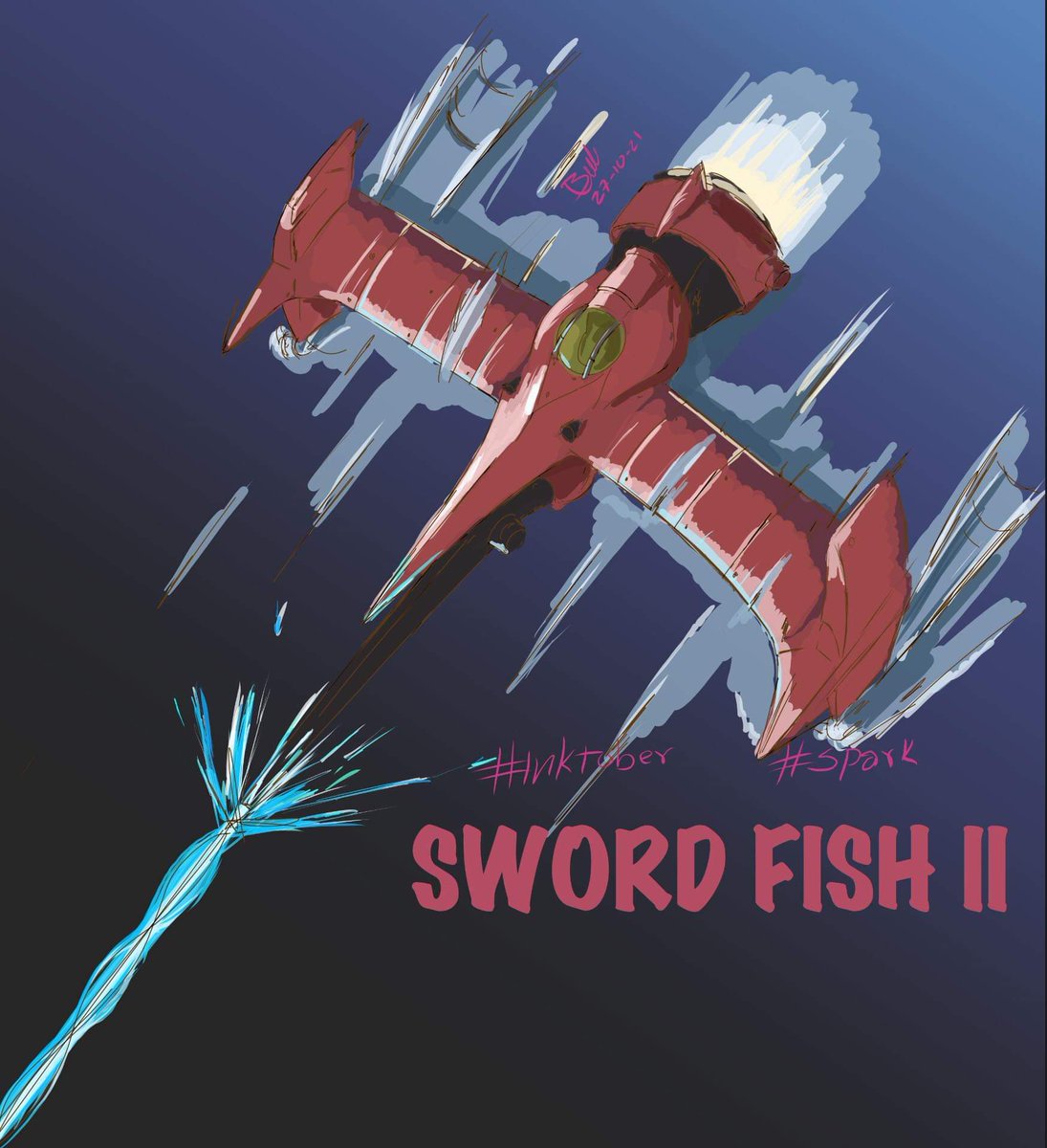BeverleyShidou's tweet photo. No tenia ánimos de hacer nada después de dibujar a #Spike así que solo hacia trazos y salió su nave #swordfishII #CowboyBebop #Netflix @NetflixLAT #inktober2021 #inktober2021day27 #spark #sketch #CLIPSTUDIO #ipadpro https://t.co/EXdTO7q70w