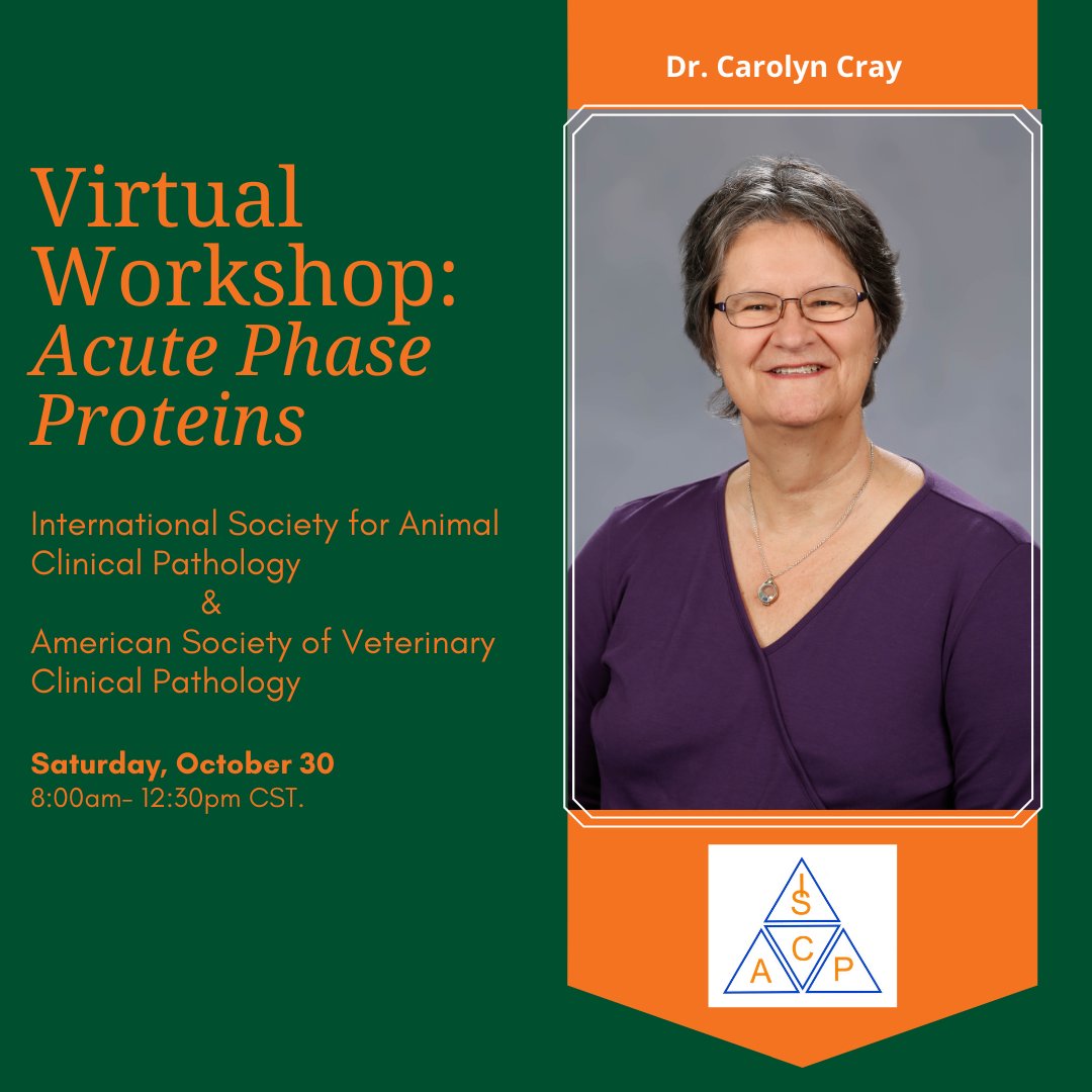 umiamimedicine's tweet photo. Join a one-of-a-kind international workshop featuring a Who’s Who of expert Clinical Pathologists specializing in Acute Phase Proteins. #ISACP #ASVCP #UMiamiPathology
https://t.co/rJyquHgWId https://t.co/9bEaYFYOCa