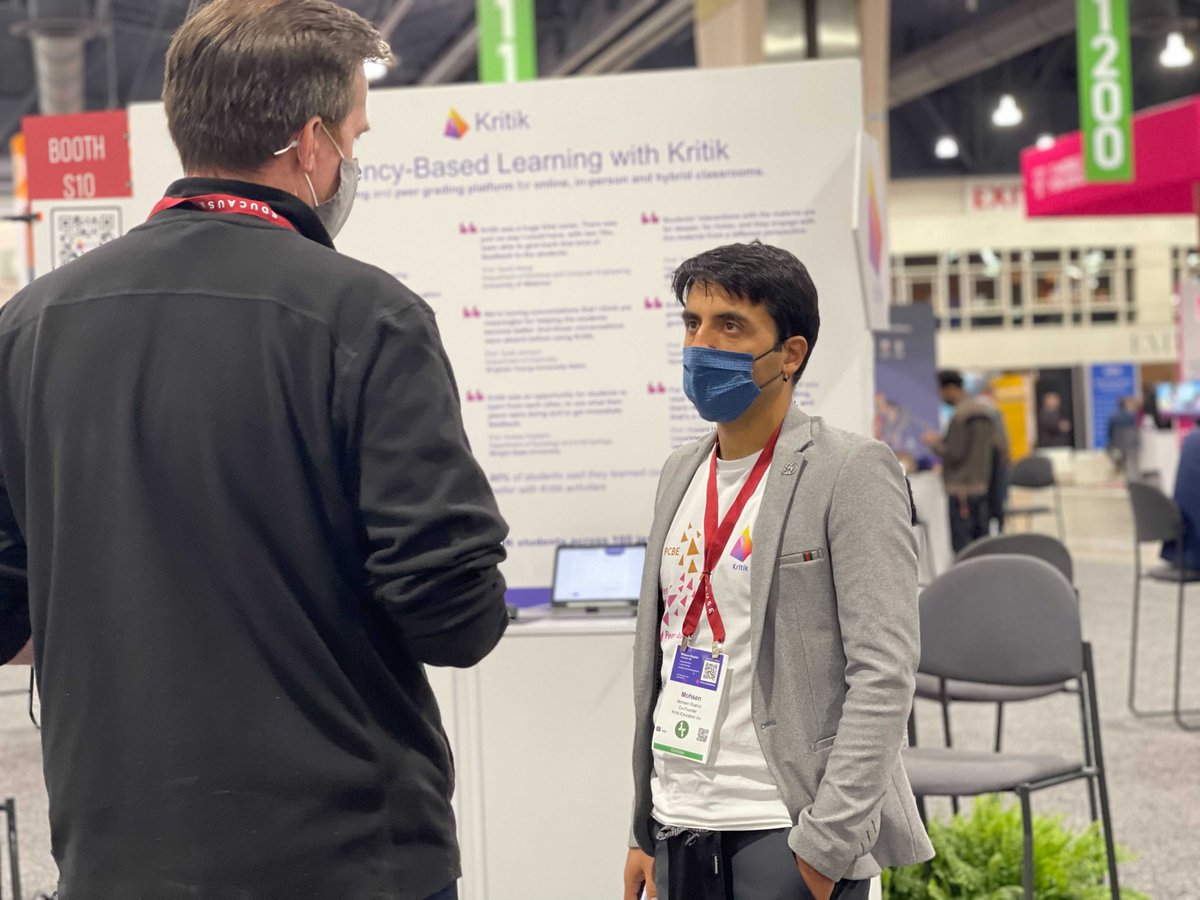 KritikHQ's tweet photo. Mohsen, Carine and Jon are getting things started for Kritik at EDUCAUSE 2021!
Visit us at Booth S10!
https://t.co/oF8dKQWNnh
#EDU21 @educause https://t.co/HJjjtRHvUZ