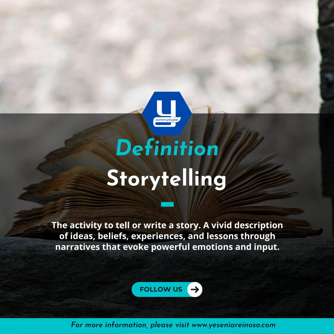 Define #storytelling in your words. We did. To learn more, visit yeseniareinoso.com. Comment below.

#LetsTellAStory 📕📖

#publicrelations #mediarelations #communications