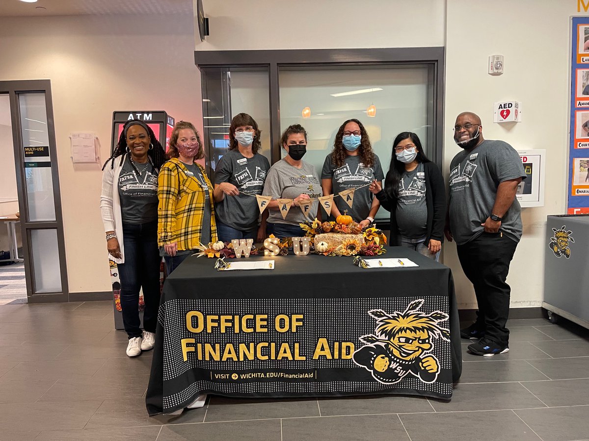 The Financial Aid team is ready to complete FAFSAs today in Shocker Hall! Are you living in the dorms and haven’t done your FAFSA renewal for 2022-23? Stop by, and we’ll assist you from 2:30-6pm. #WuAid