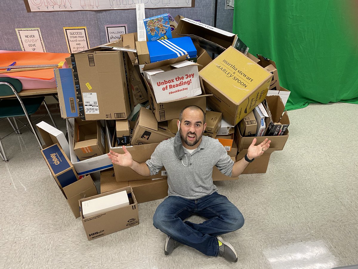 StemPasd's tweet photo. The secret life of a #STEM teacher! #boxesgalore #endlesspossibilities #cardboard #designchallenge #buriedalive #upcycle @PalmyraSchools @ForgeElem #STEMstronger https://t.co/KJfLH4uDy4