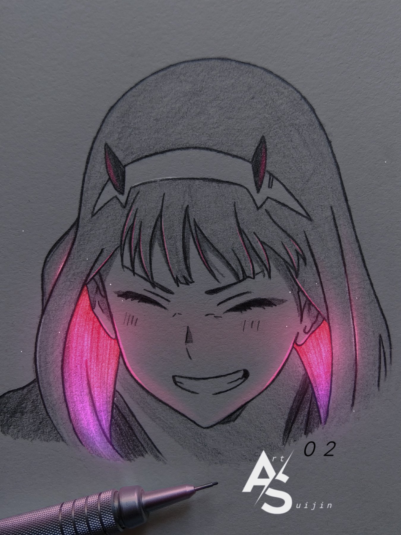 artsuijin on X: #zerotwo #DarlinginthefranXX #anime #drawing   / X