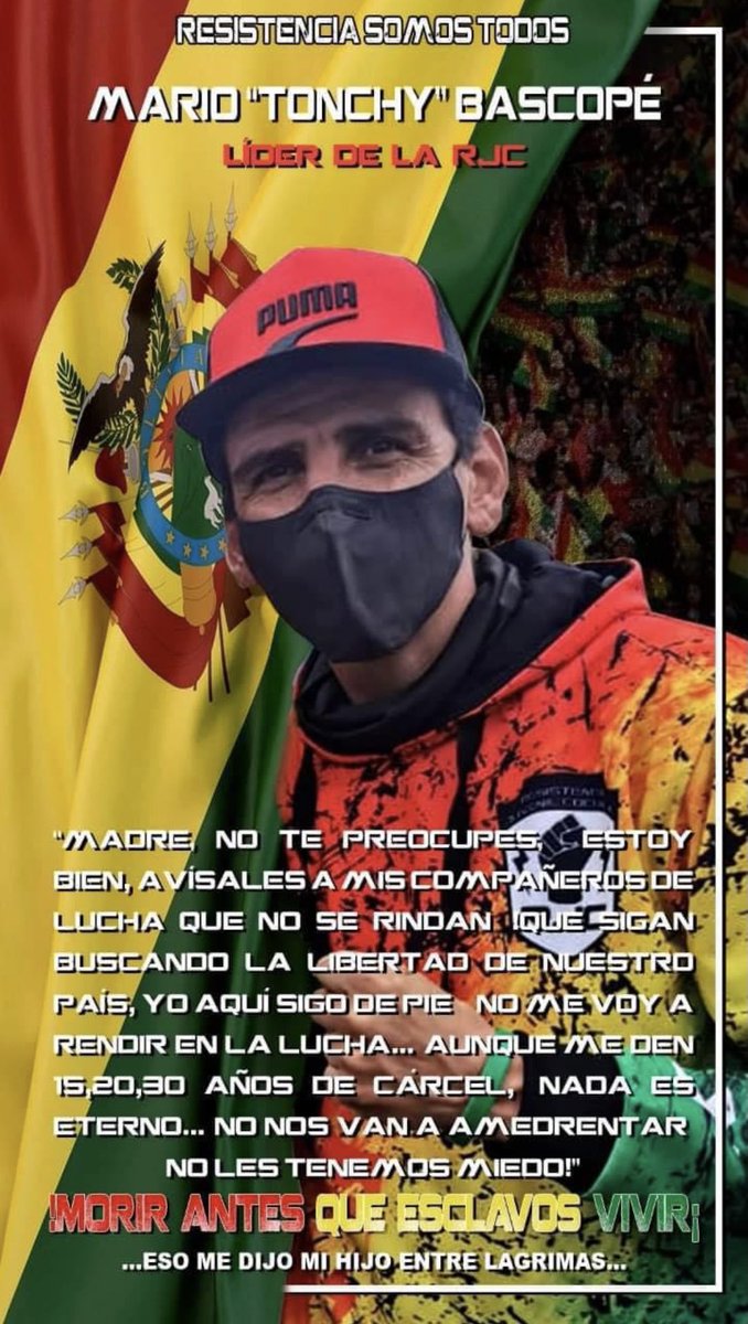 VanessaBolivia's tweet photo. Los procesos de #MarioBascope eran otros y ahora salen con un delito de tráfico de sustancias ilícitas y con una condena de 10 años.
#TodosSomosResistencia
#NoEsJusticiaEsVenganza https://t.co/JQ0G1s0edz