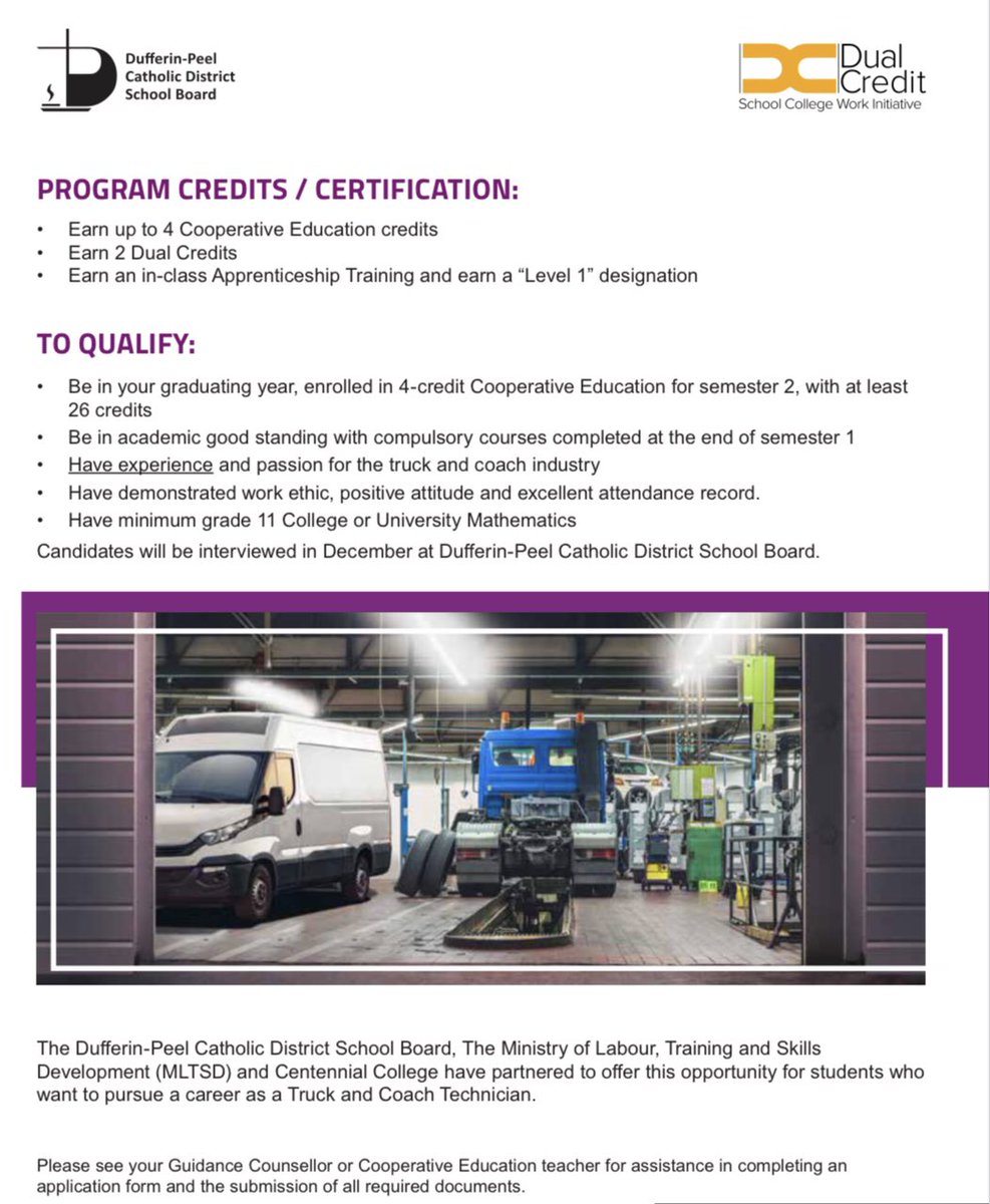 OYAP Accelerated Level 1 Open House October 27, 2021 7:30PM with Centennial College - Truck &amp; Coach Technician 

bit.ly/3jKBLFU

<a href="/DPOYAP/">DUFFERIN-PEEL OYAP</a>