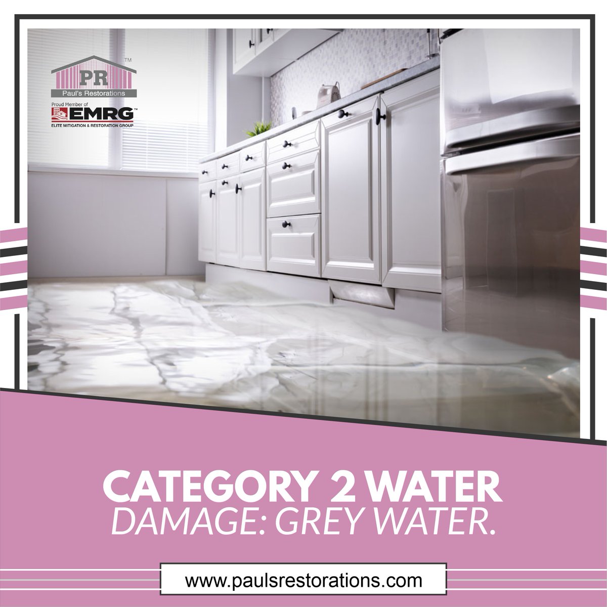 PaulsRest's tweet photo. Category 2 water damage includes water that is contaminated in some way and could cause discomfort or illness if ingested. Grey water can come from instances like a washing machine.
-------
🌐 https://t.co/bM6eWqgSkB
.
#paulsrestorations #covidontario #insuranceontario https://t.co/hMHpTmNTTY