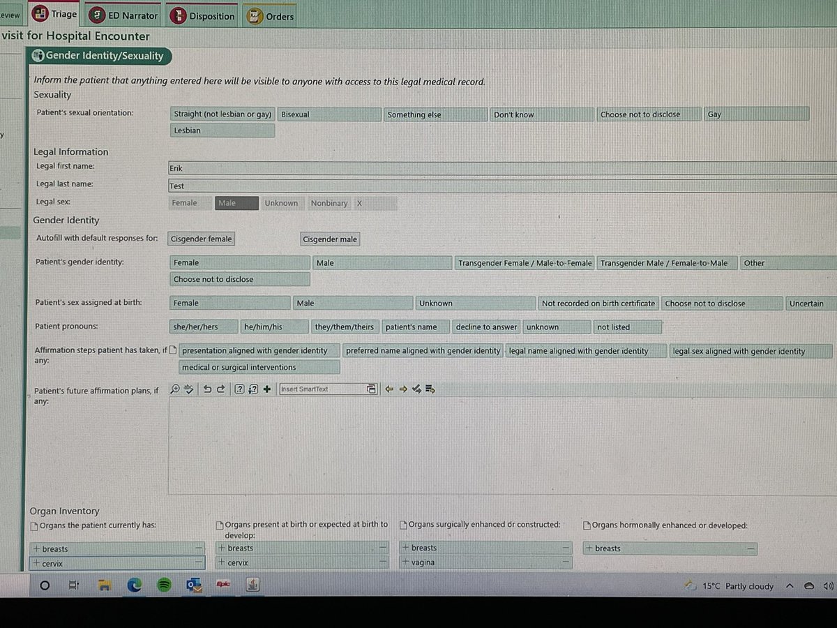 msc86's tweet photo. Playing with our Epic test environment and so happy to see such a large in-built #SGN library. Let’s us finally capture really important data and address patients with their preferred pronouns 💜 https://t.co/0hbUQIYvWd
