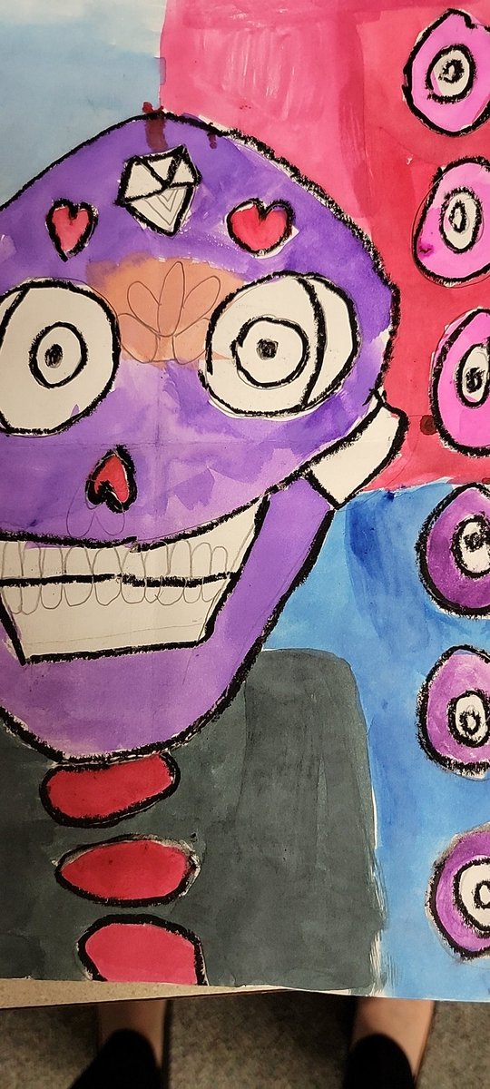OakbrookAcadArt's tweet photo. Sugar skulls!  From Hispanic heritage month studies in 3rd! Adorable! @mslaforteza @betheellis https://t.co/hznFMqz4az