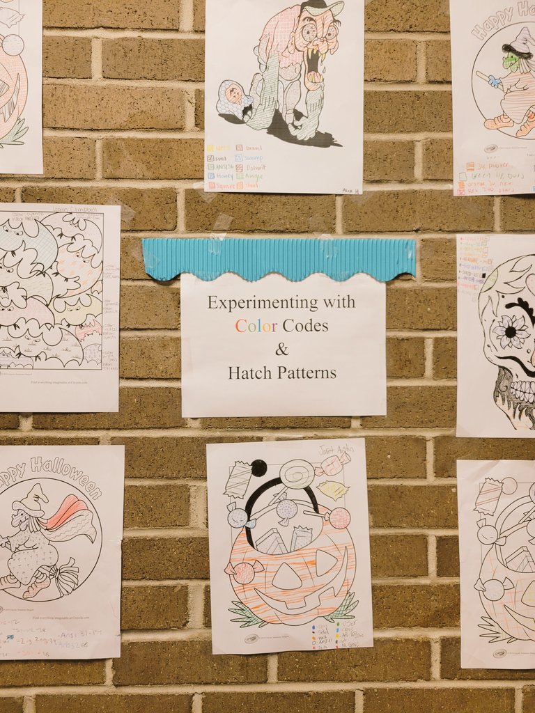 HoggardDrafting's tweet photo. Hoggard Drafting I students took a tech break today and colored while learning about hatch patterns and color codes! Spooky learning! @NewHanoverCoSch #autodesk #hoggardhs @nhcsCTE #muchneededbreak https://t.co/5dOMXbph9h https://t.co/Mjm2aCasJJ
