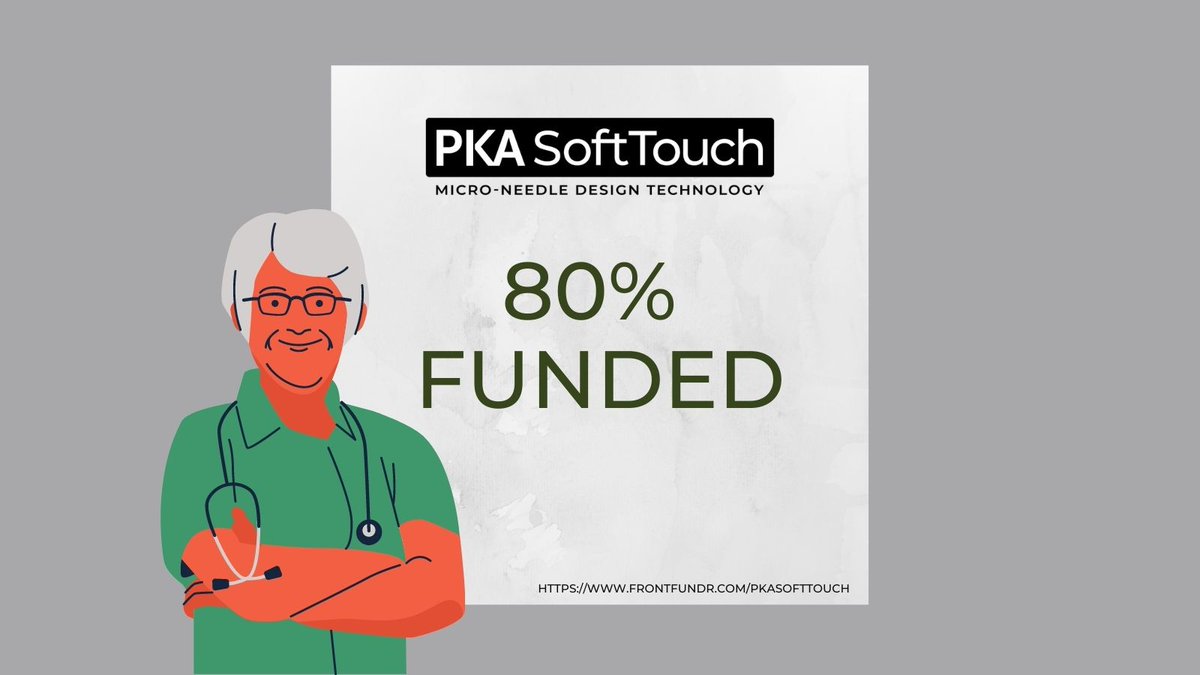 pkasofttouch's tweet photo. We have reached 80% of our current funding goal of $1,000,000
β£
We're only $200,000 away from our next milestone, which if achieved, will enable us to perform human testing in 2022. β£
Click https://t.co/nmJjbBbSBx to be led to our #frontfundr page.
#Microneedle #PKASofttouch https://t.co/cMCA8ClKgO