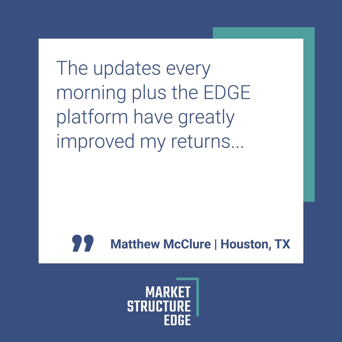 EdgeStructure's tweet image. Are you ready to make a greater return on your trading?! Try Market Structure EDGE for FREE with our 14-day trial and start making a 15% return like our subscriber, Matthew. 

app.marketstructureedge.com/Trial?_ga=2.97…

#marketstructureedge #individualstocks #trader #testimonial #investment #stocks