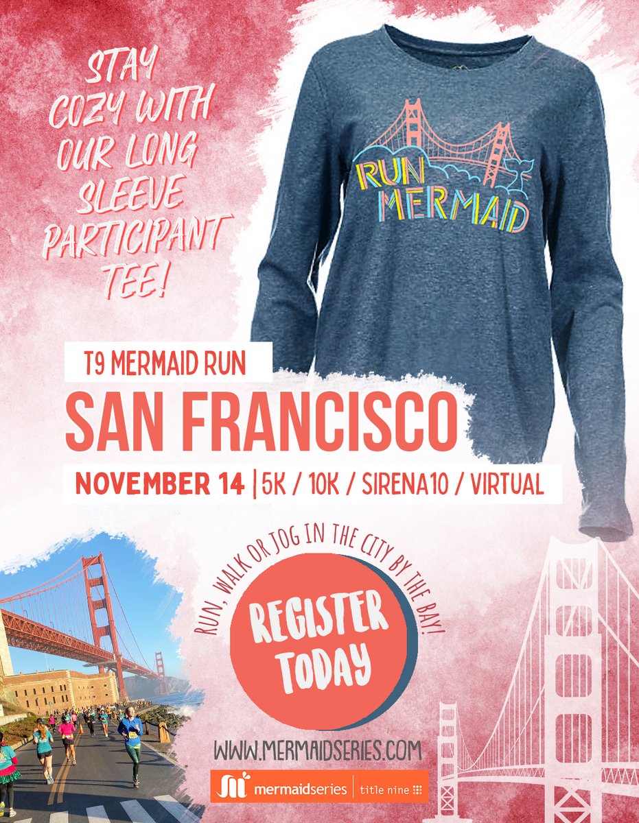 MermaidSeries's tweet photo. Loving the long sleeve race shirts for the T9 Mermaid Run San Francisco! Can't make it in person? We've got you covered... run with us virtually!!! Sign up at: https://t.co/dDKT3Yh1Ww https://t.co/dkZNgqrUHL