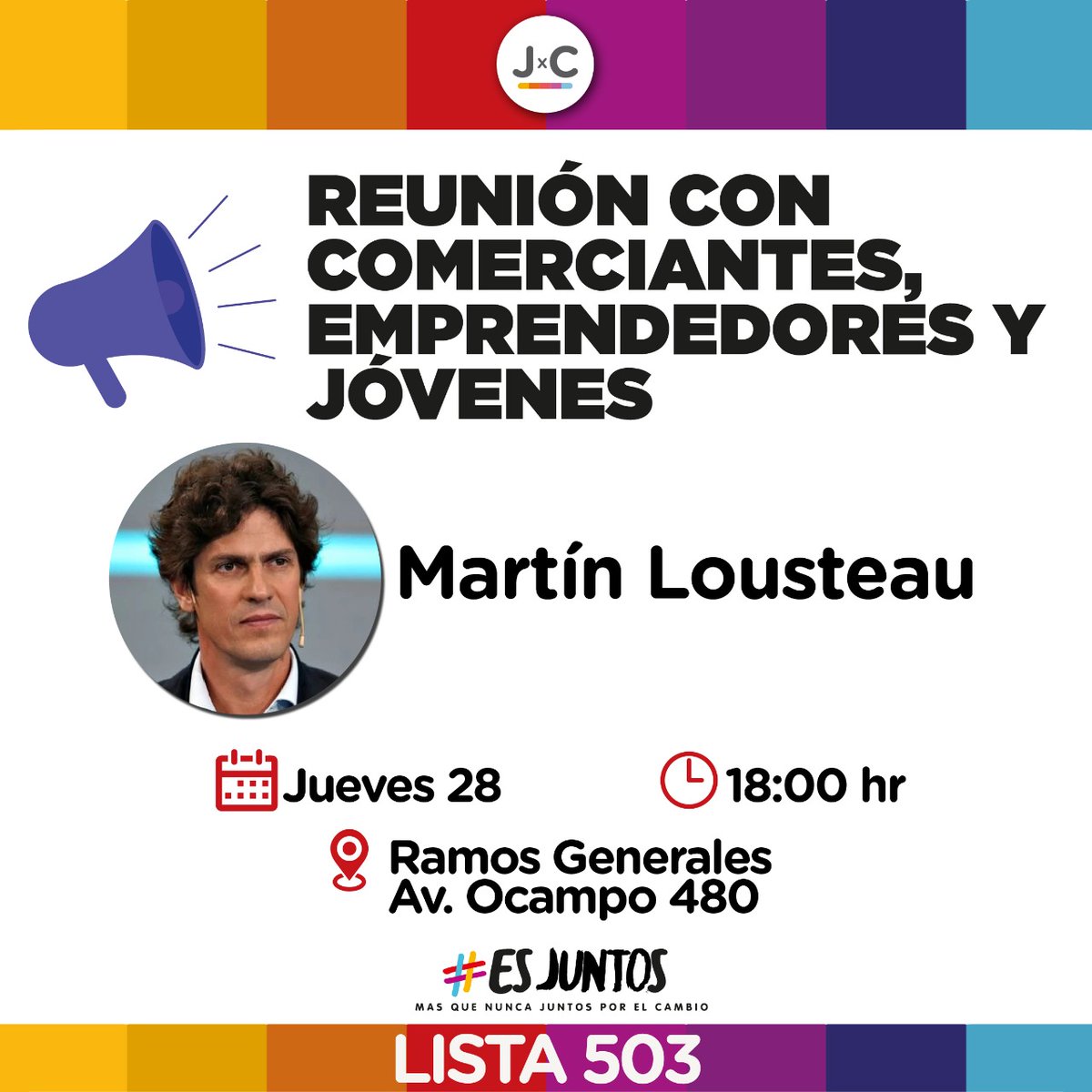 JRCatamarca_'s tweet photo. MAÑANA CHARLAMOS CON MARTÍN
Te esperamos para compartir junto a @GugaLusto el análisis y debate del país que queremos construir.
🗓 Jueves 28
⏰ 18 hs
📌 Ramos Generales (Av Ocampo 480)
#EsJuntos
#ProtagonistasDelPresente https://t.co/KWFH0PiqVn