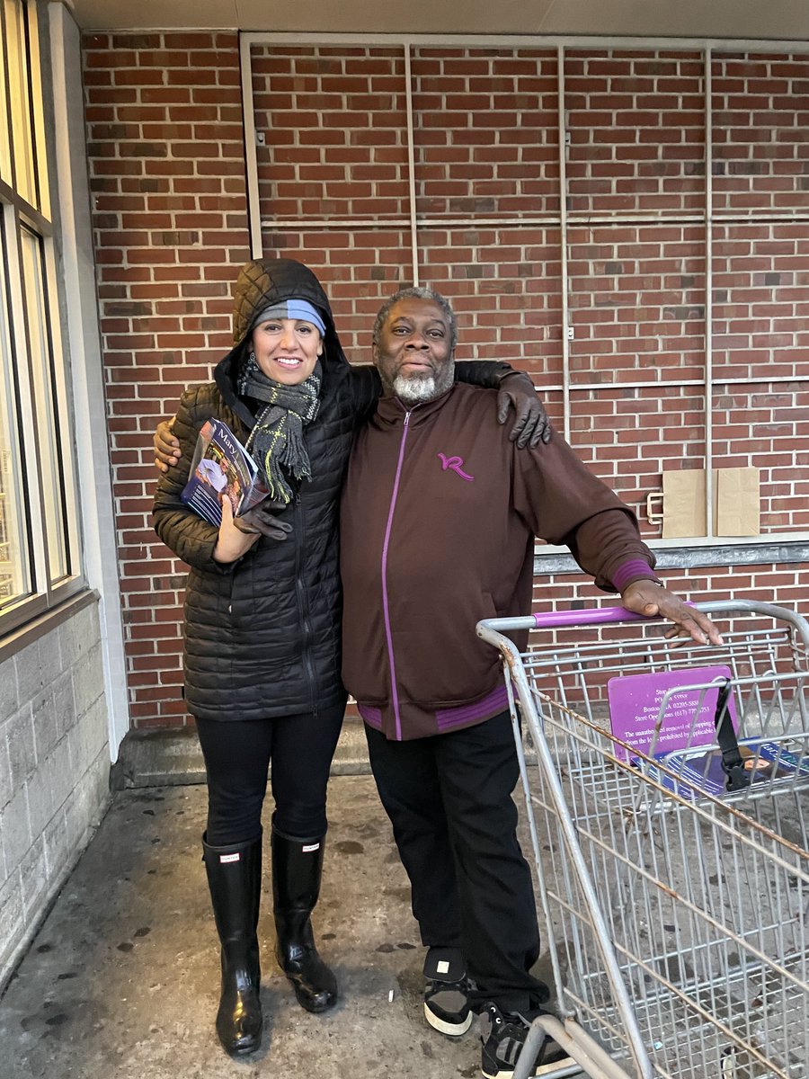 MaryTamerBoston's tweet photo. Another rainy night won’t dampen the spirits in #JamaicaPlain as we had so much great voter contact tonight in #JacksonSquare at Stop&Shop, including this longtime #District6 resident who believes in the power of his VOTE! Join us on Nov. 2. #bospoli #vote #TeamTamer https://t.co/FScMiFRyzW