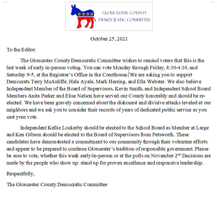 Gloucester Dems VA tweet media