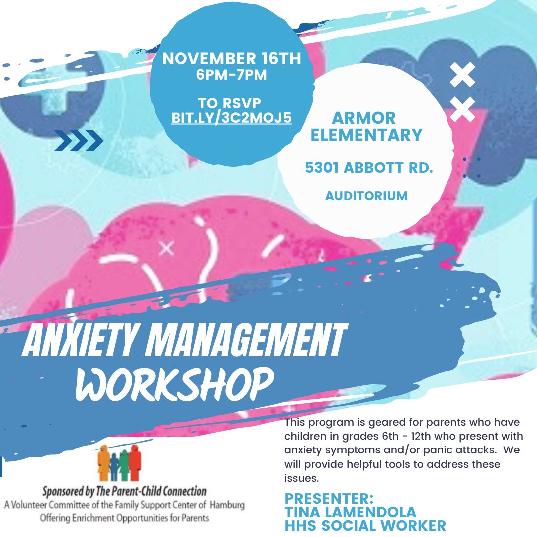 Join us for an Anxiety Management Workshop, November 16th from 6-7pm
RSVP:  BIT.LY/3C2MOJ5