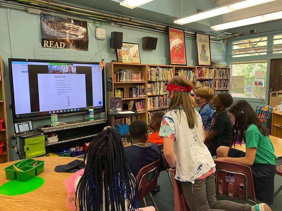 Baton Rouge Center for Visual and Performing Arts Librarian - @loudlillibrary had the author, Julie Sternberg, meet via zoom from New York with her 4th-grade writers' team - what a great way to pick up some tips! #weareEBR EBR Schools