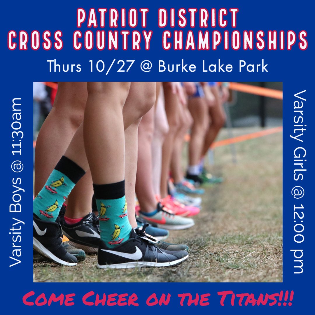 ACTitansTrack's tweet image. .@ACHSTitans XC toes the line at the Patriot District Championships tomorrow at Burke Lake. Boys race @ 11:30am, Girls race @ 12:00pm. LET'S GO TITANS!!! #acxc #titanpride @PrincipalTitan @TheCityAD