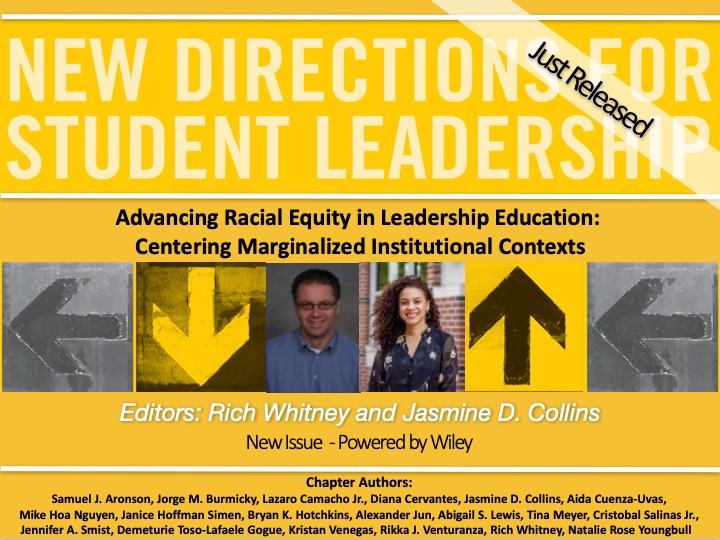 NDSL (@ndstulead) on Twitter photo NDSL Fall 2021 Issue Alert!
Issue 171 on Advancing Racial Equity in Leadership Education: Centering Marginalized Institutional Contexts was just released!
Edited by:
<a href="/IamRichWhitney/">Dr. Rich Whitney</a> and @jdcollinsphd
doi.org/10.1002/yd.204…
#SApro #SAgrad #SAlead #SAchat NDSL Fall 2021 Issue Alert!
Issue 171 on Advancing Racial Equity in Leadership Education: Centering Marginalized Institutional Contexts was just released!
Edited by:
<a href="/IamRichWhitney/">Dr. Rich Whitney</a> and @jdcollinsphd
doi.org/10.1002/yd.204…
#SApro #SAgrad #SAlead #SAchat