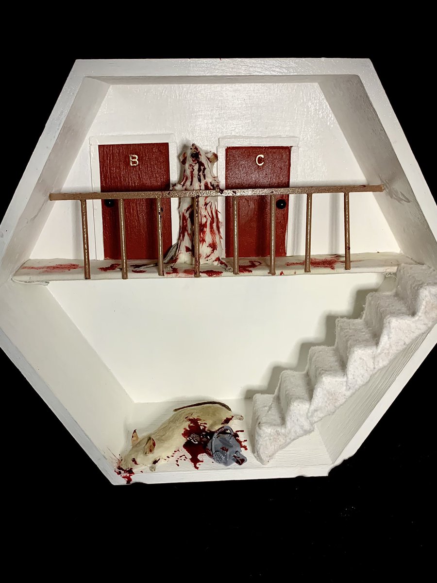 Manny48050686's tweet photo. Check out this #americanpsycho rat taxidermy piece! #HorrorArt #taxidermy #oddities #Antlers #HorrorFam https://t.co/bMkLid9YWj