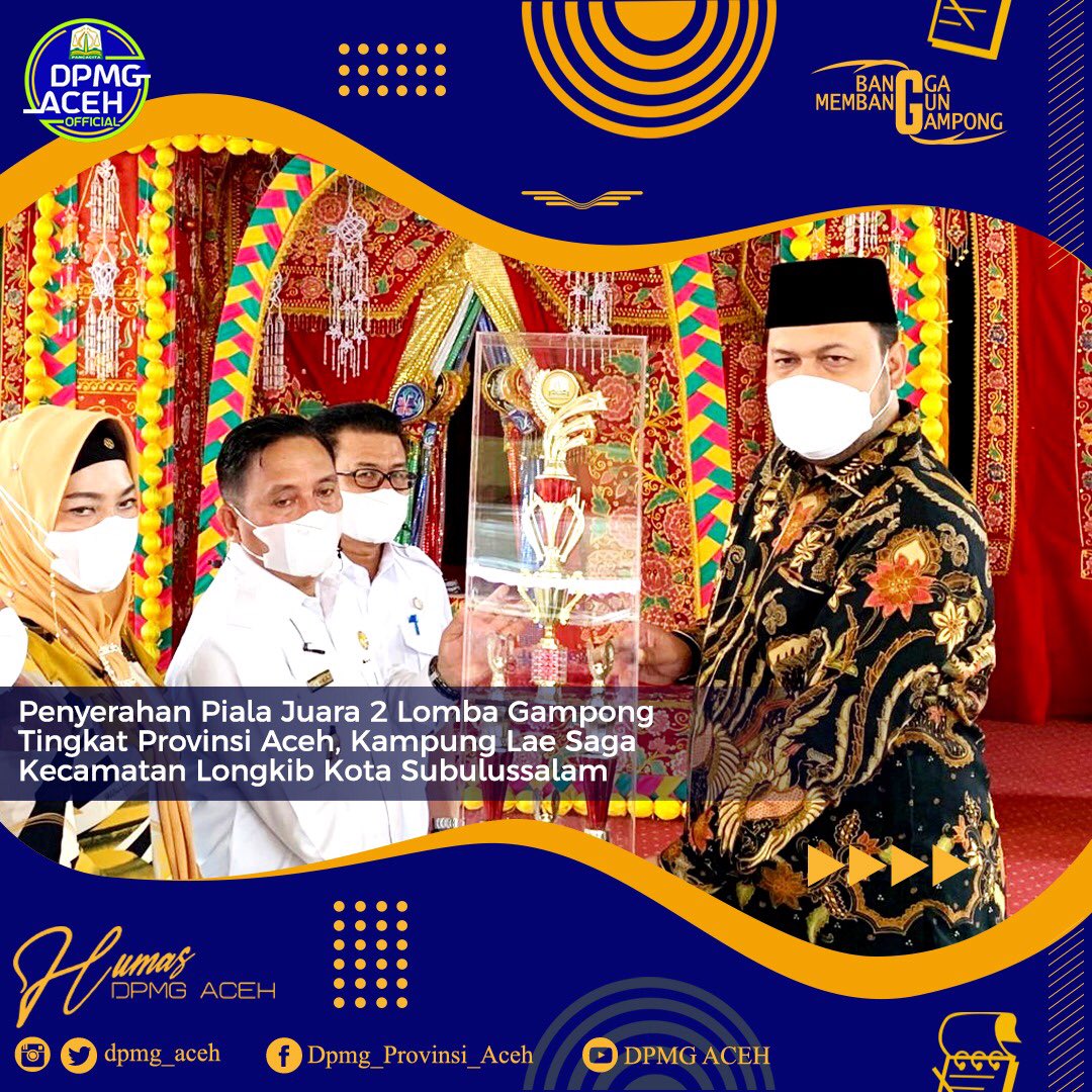dpmg_aceh's tweet photo. Penyerahan Piala Juara 2 Lomba Gampong Tingkat Provinsi Aceh Tahun 2021 kepada Gampong Lae Saga Kec. Longkib Kota Subulussalam, Rabu 27 Oktober 2021
#lomdes
#desapercontohan
#administrasidesa
#desamandiri
#inovasidesa
#mulaidaridesa
#sdgsdesa
#aceh
#acehhebat
#subulussalam https://t.co/FNGosqSFJL